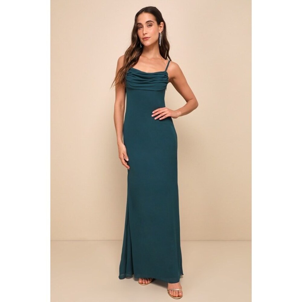 NWT Emerald Green Cowl Neck Maxi Dress - Size 2